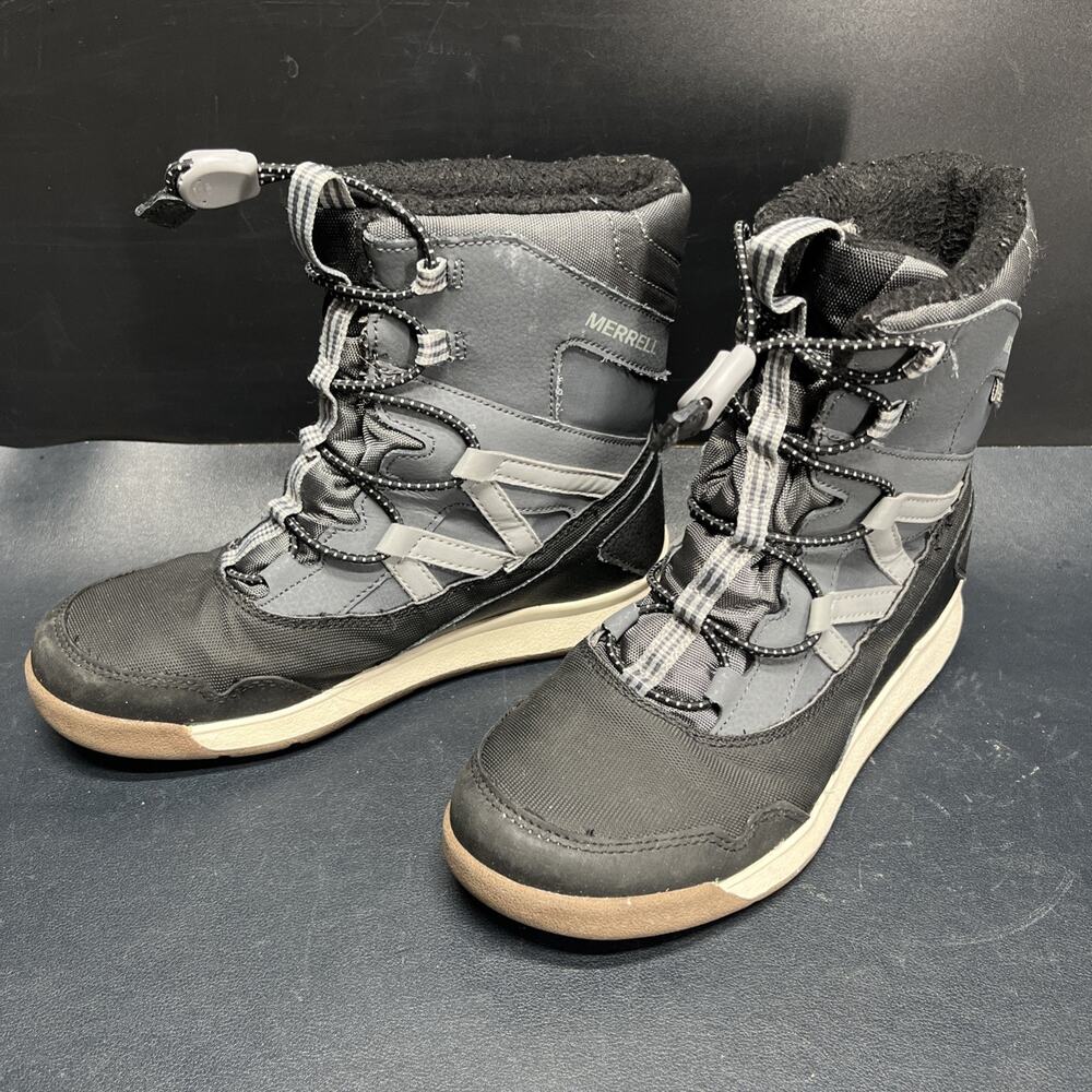 MERRELL Snow Crush Snow Boots Easy-on warm dry Size 4 M black Gray Rated -25F